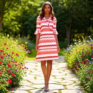 NWT DONNA RICCO Striped Surplice Ruffled Fit Flare Sweater Dress Bell Sleeve 16